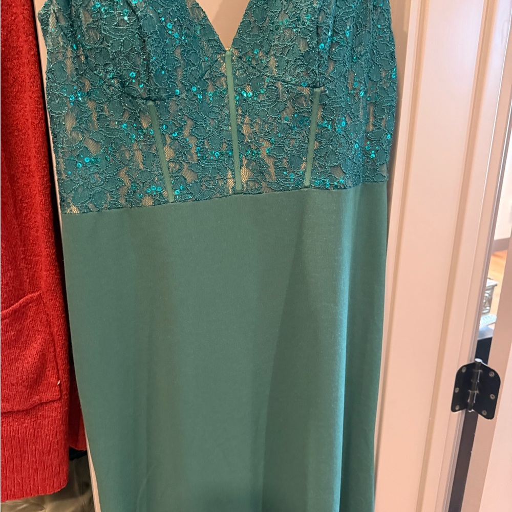 Elegant Teal Lace Dress